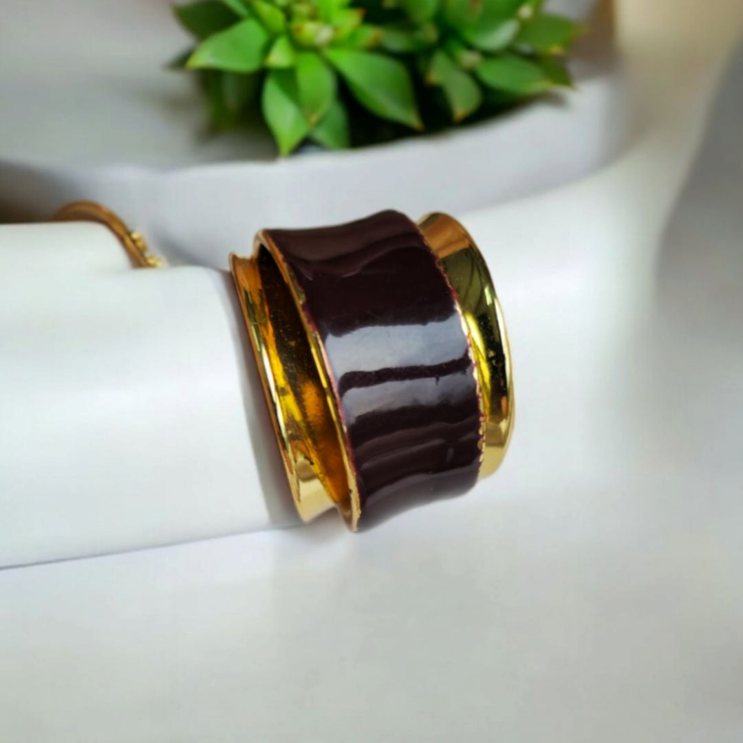brass chocolate layered ring