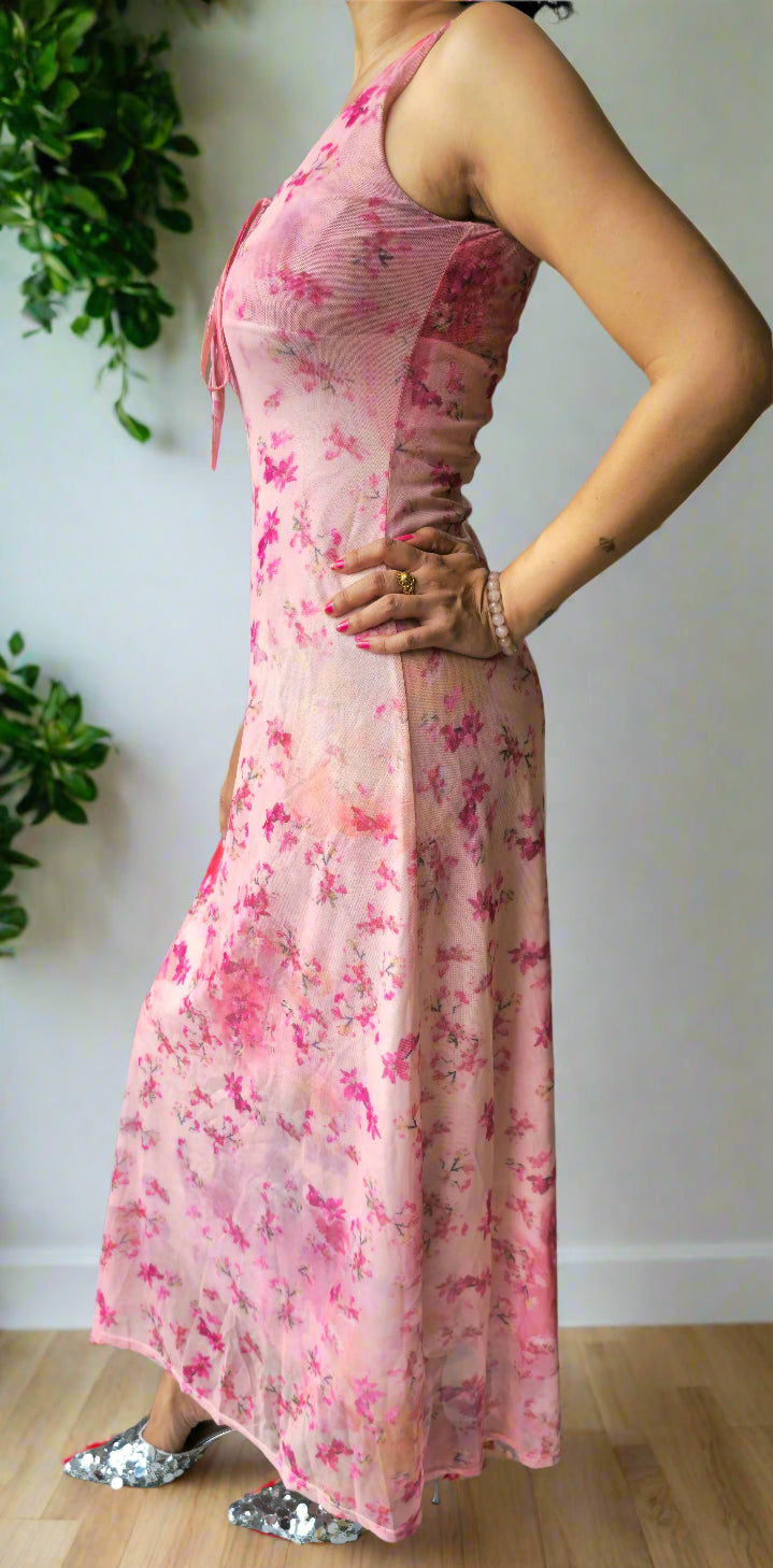 floral pink gown