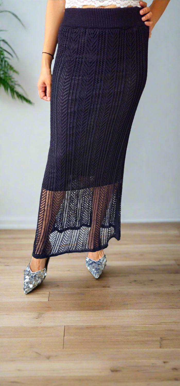 crochet black skirt