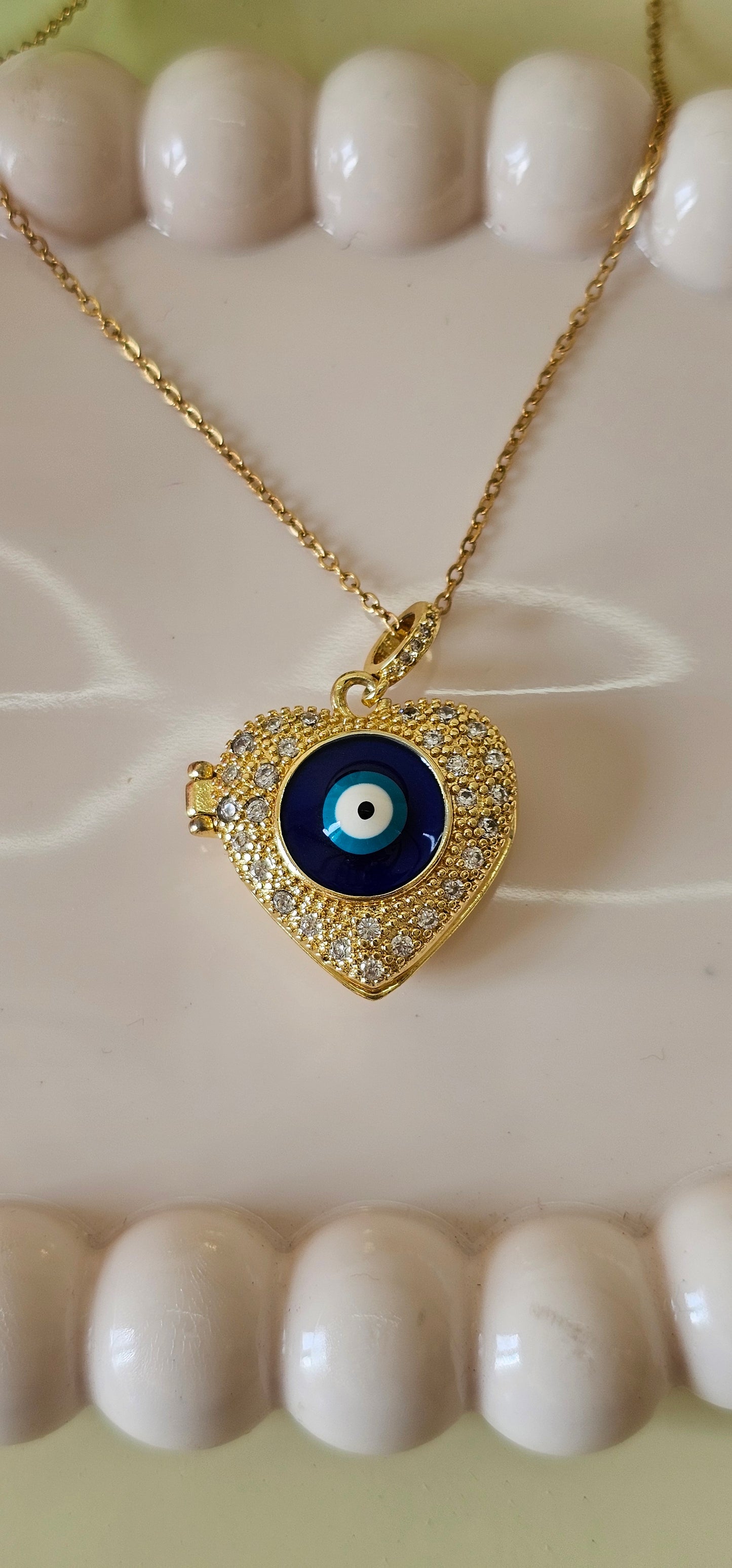 heart shape evil eye necklace
