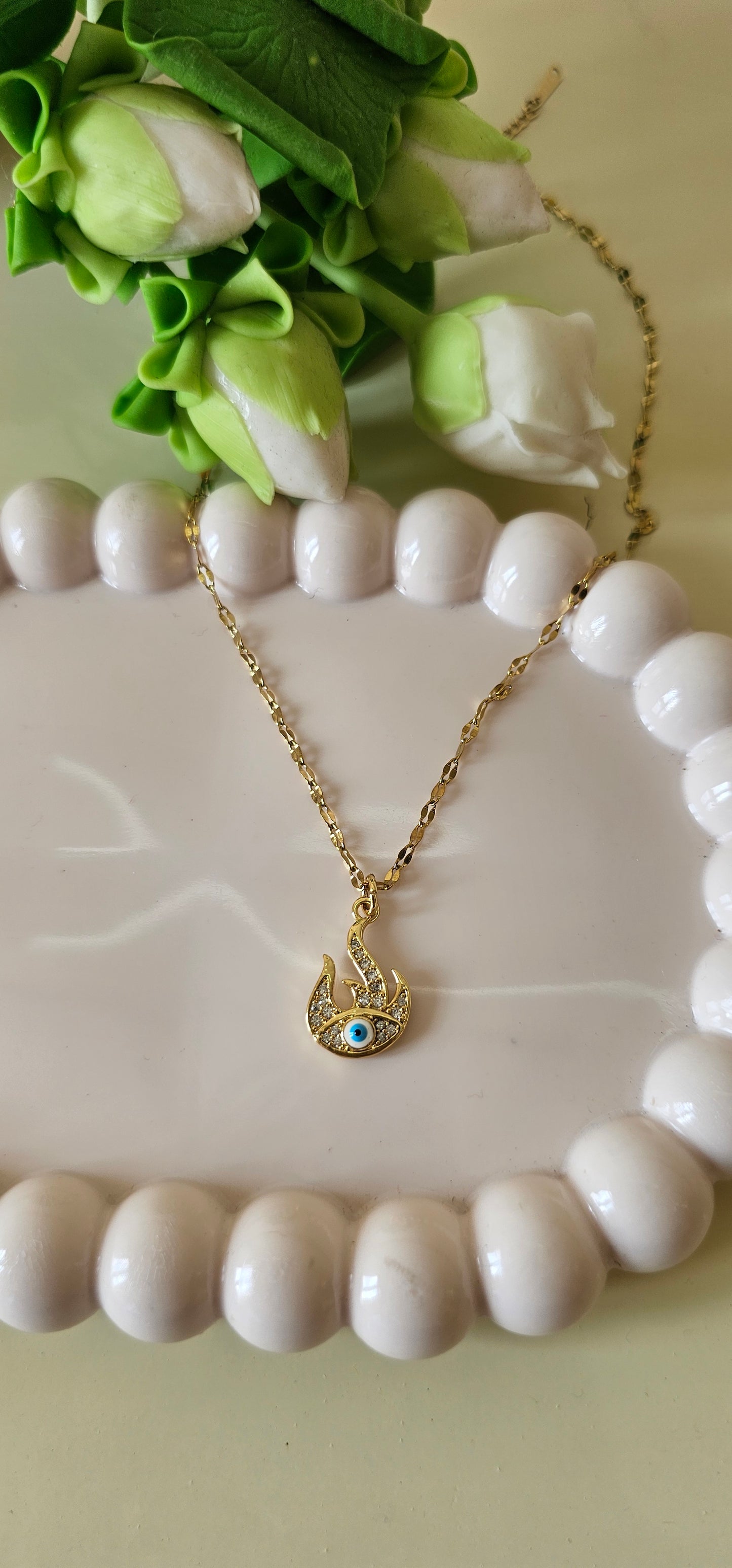 flame evil eye necklace
