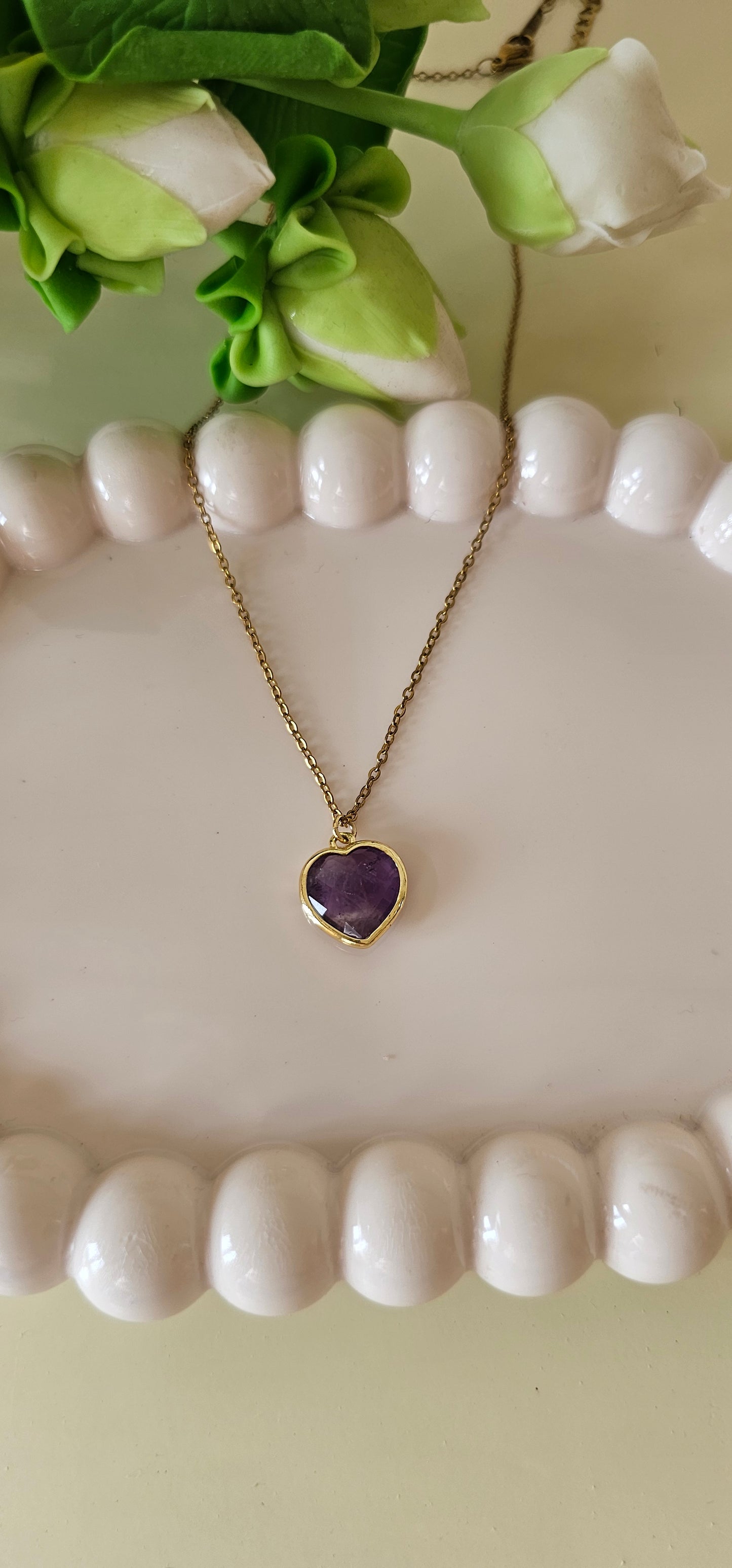 Amythest heart necklace