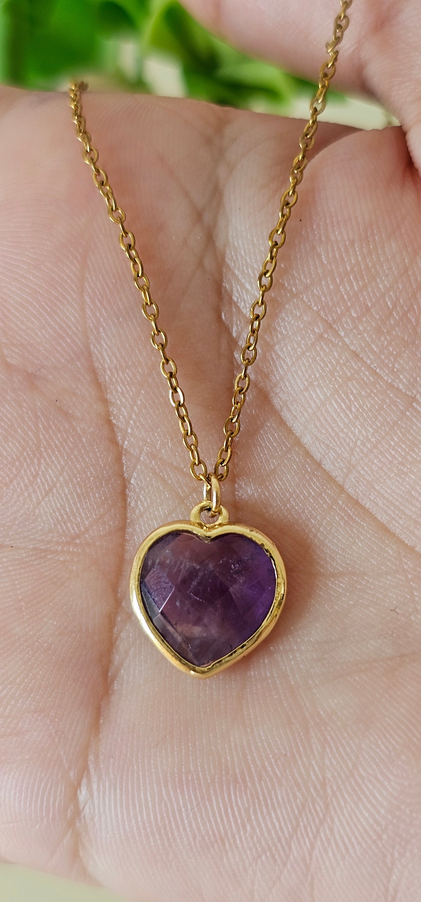 Amythest heart necklace