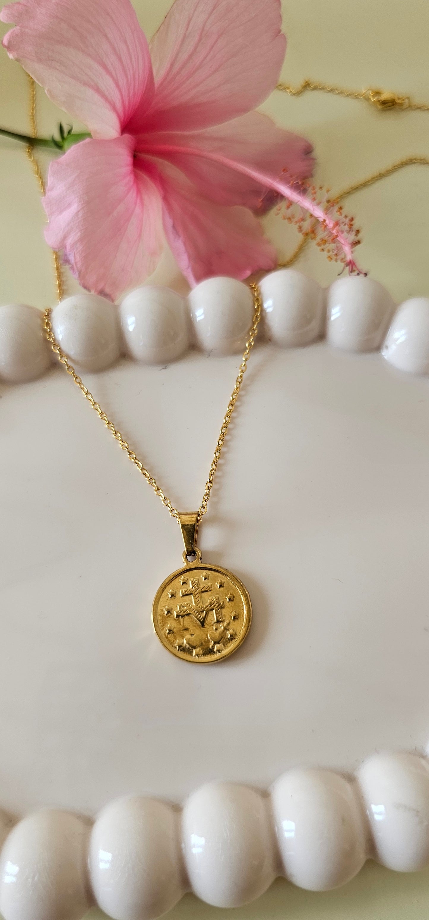 cross mother mary necklace