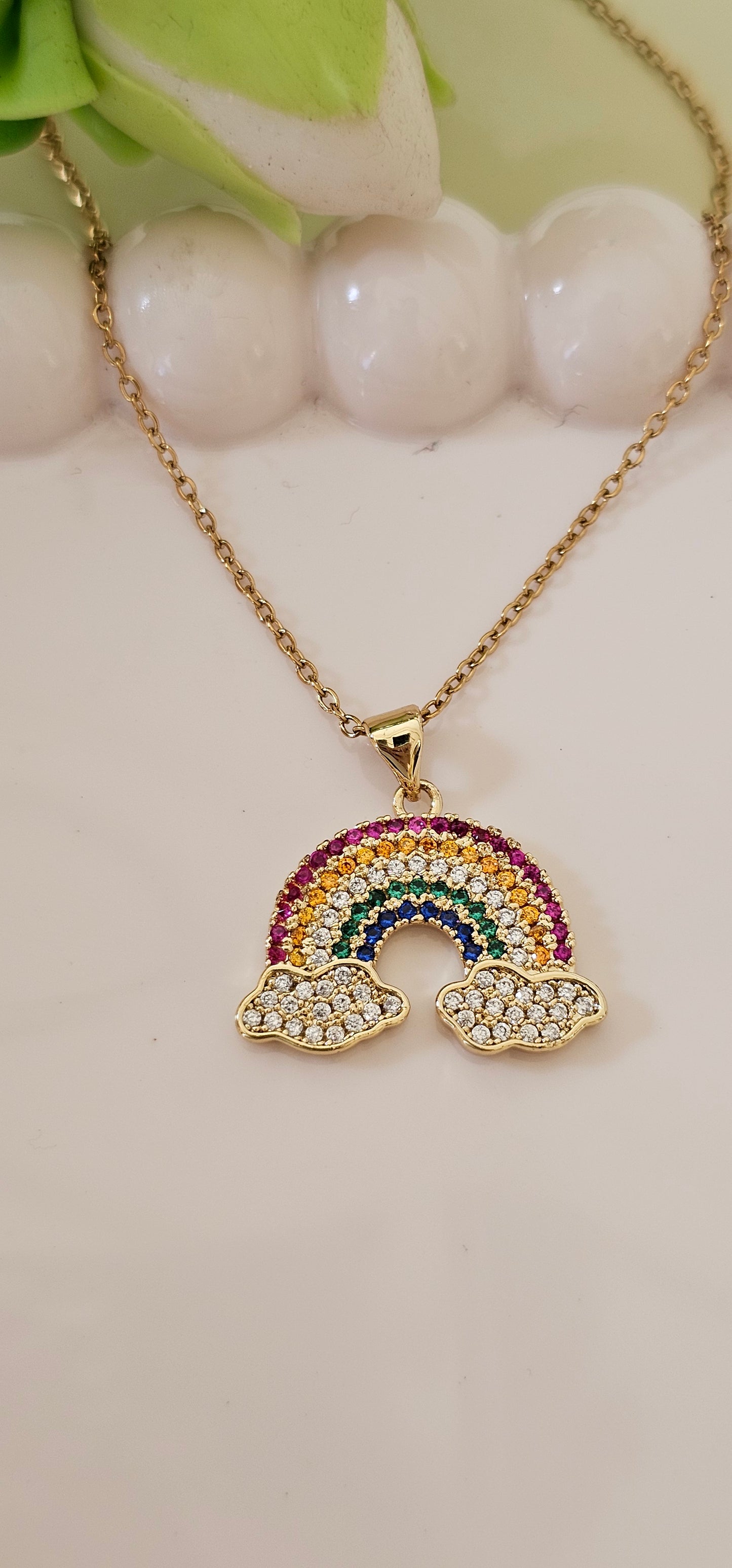 stonework rainbow necklace