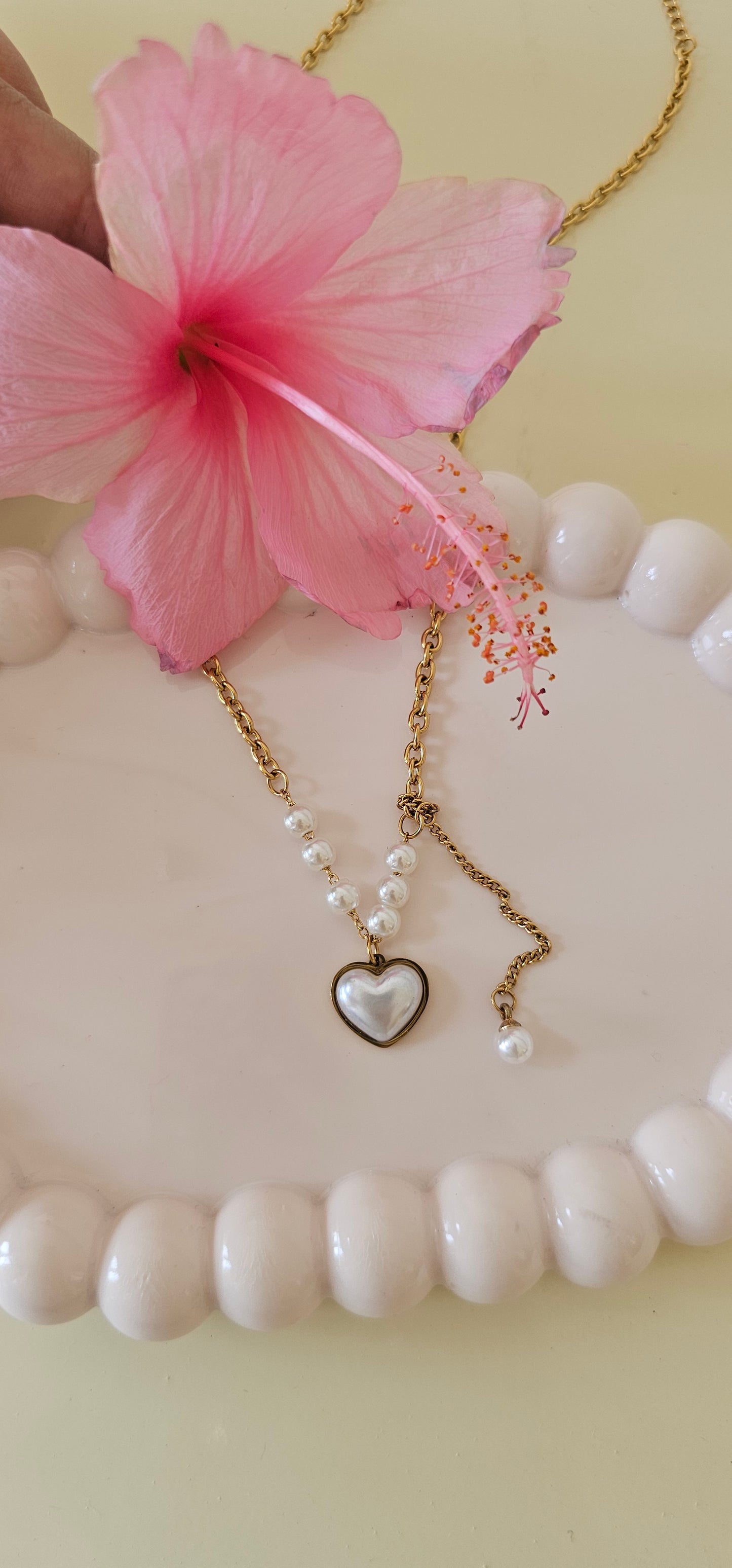 pearl heart necklace