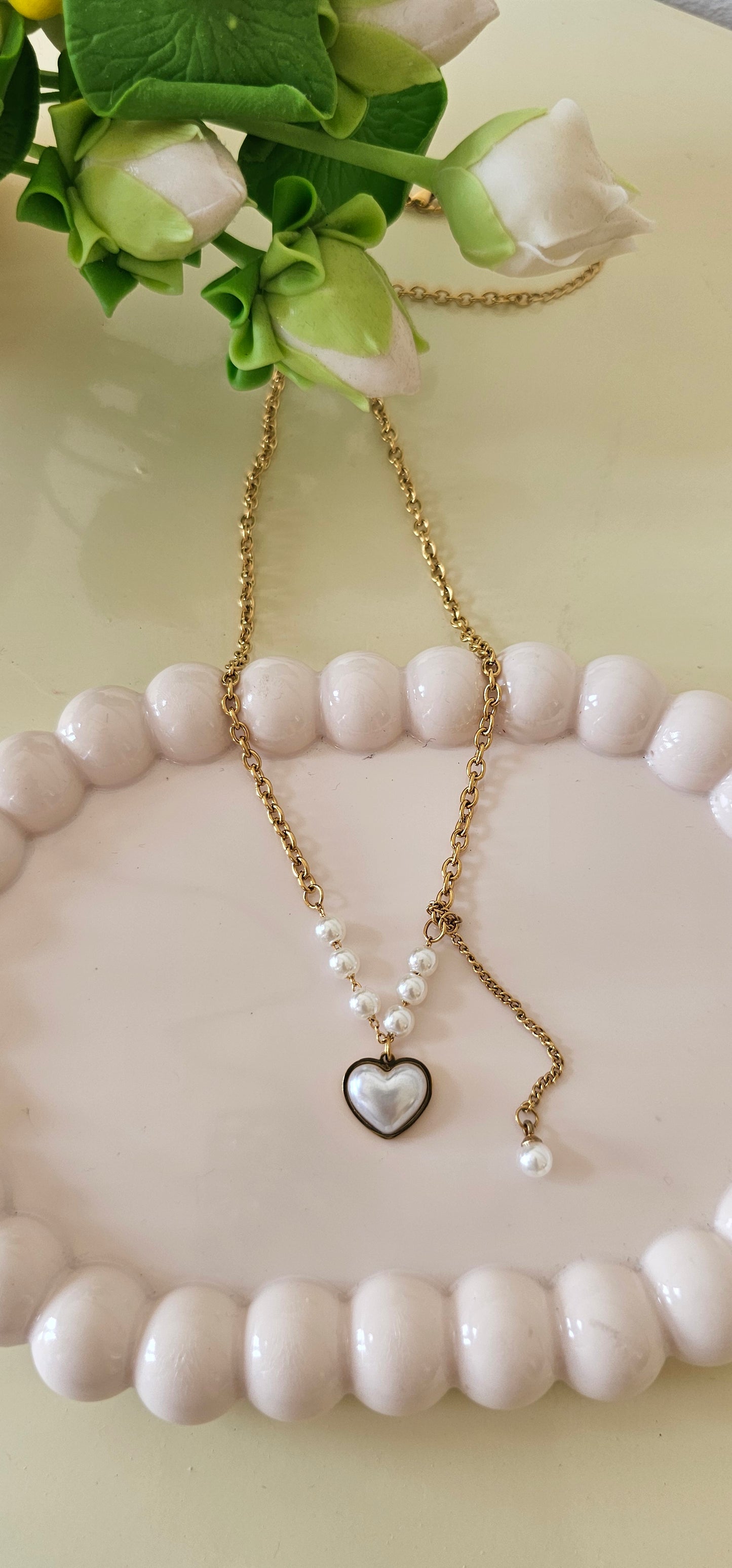 pearl heart necklace