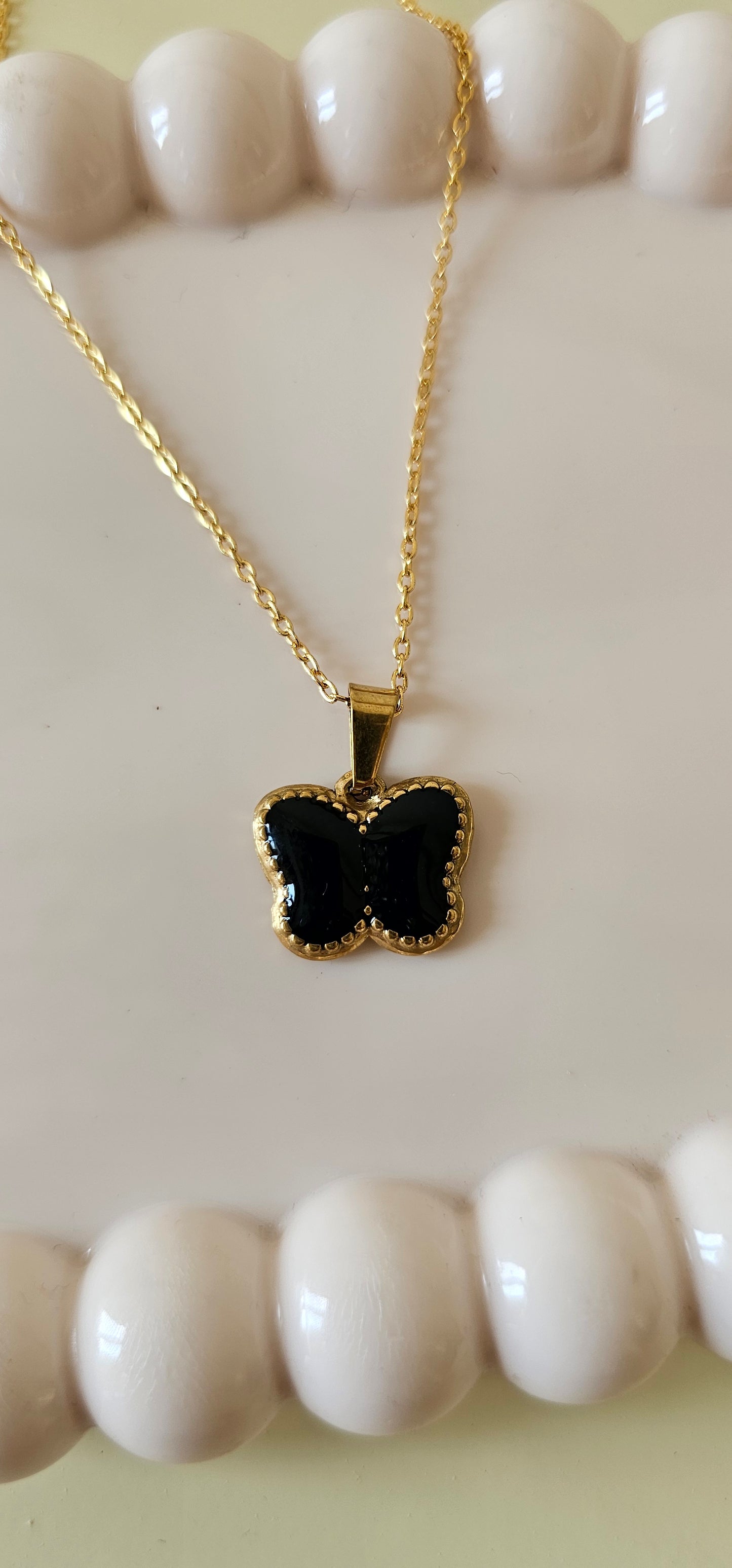 black golden butterfly necklace