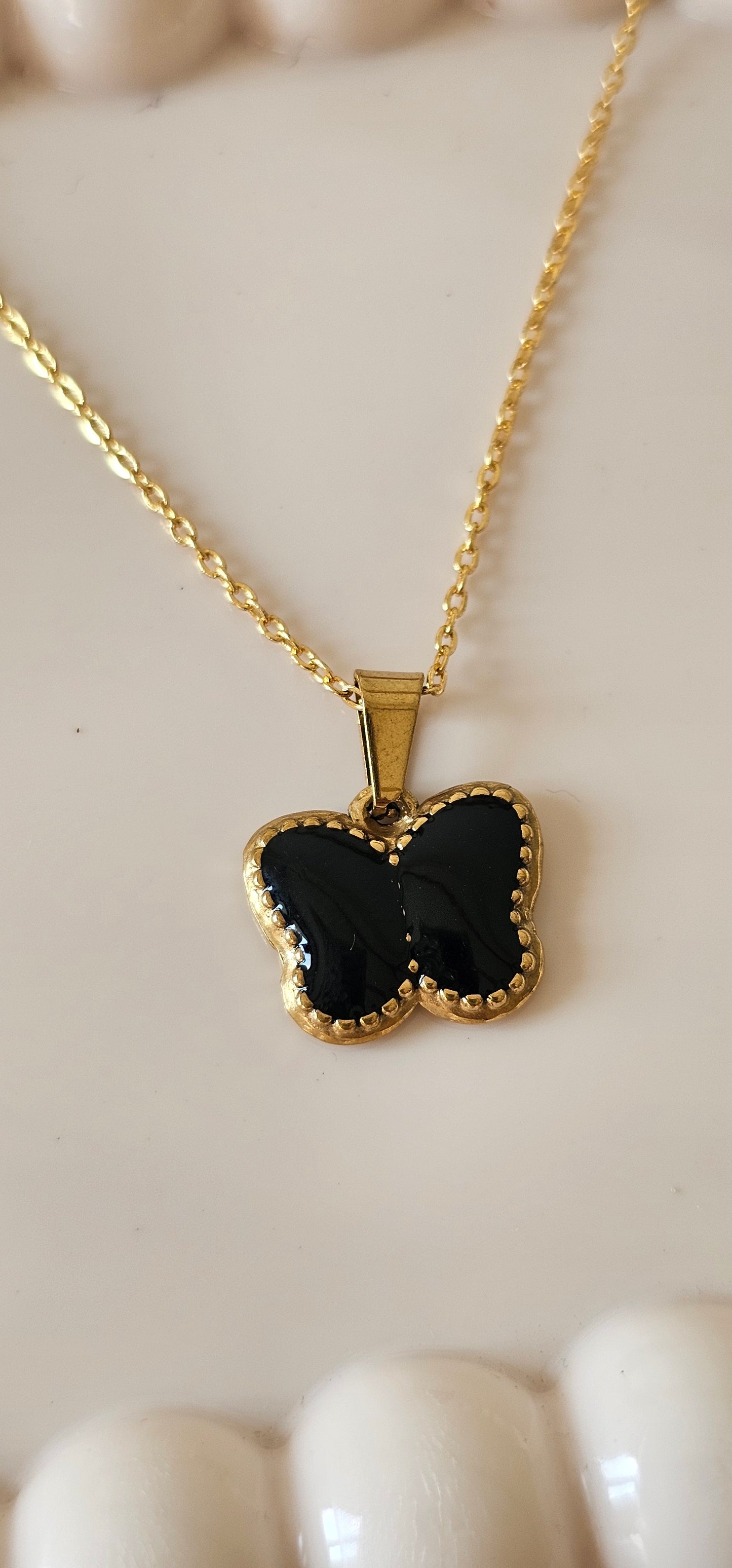 black golden butterfly necklace