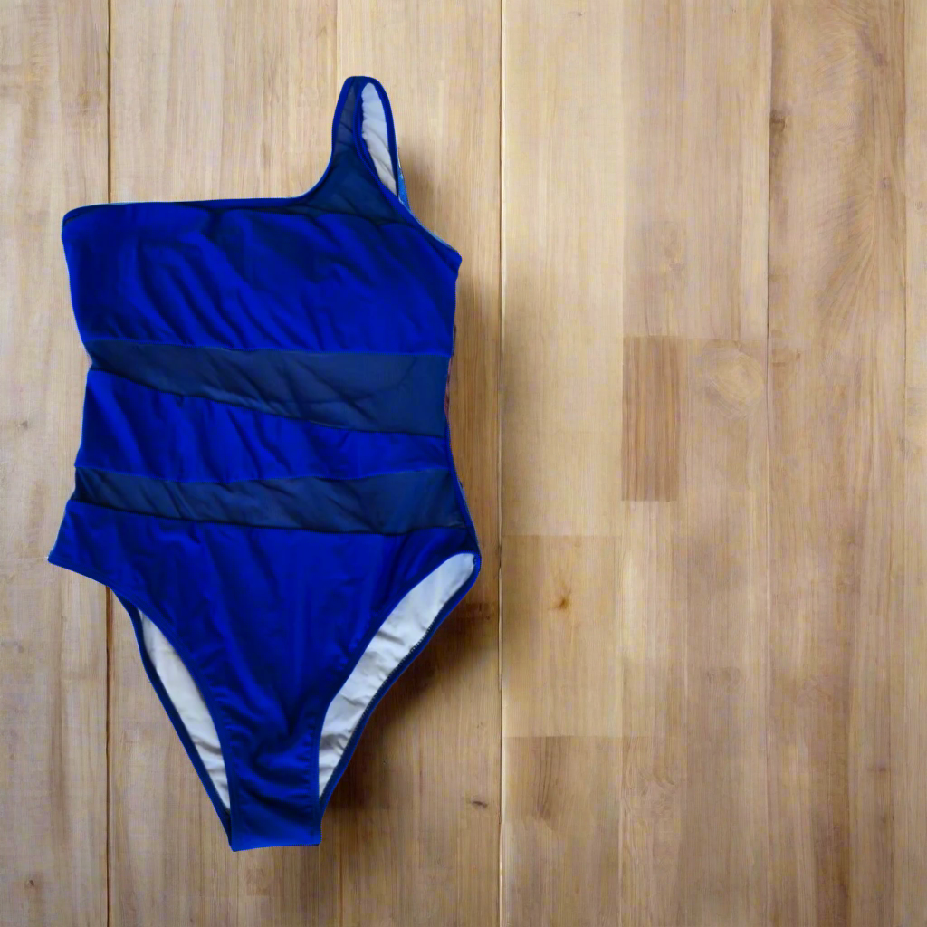 one shoulder blue  monobikini