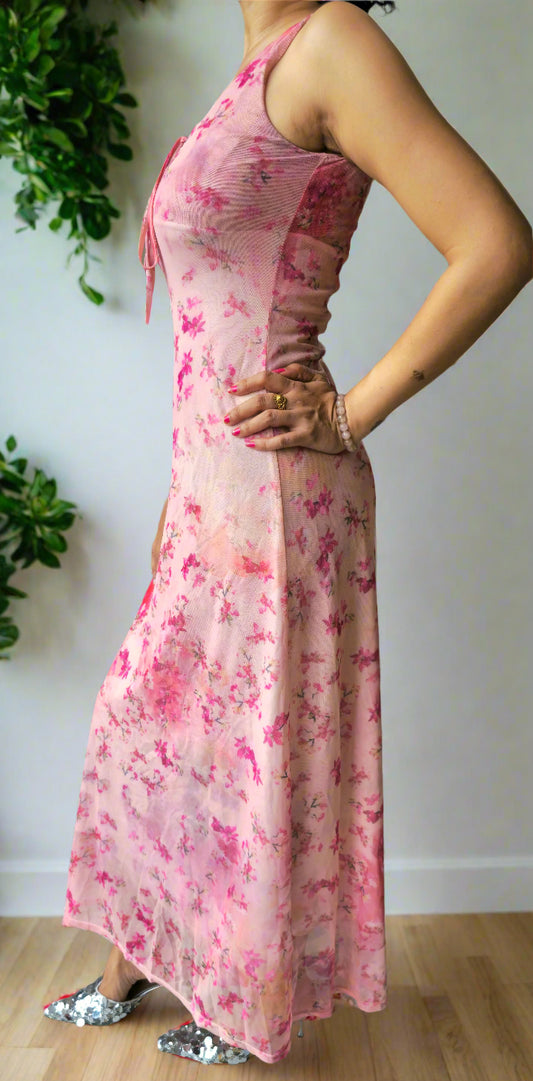 floral pink gown