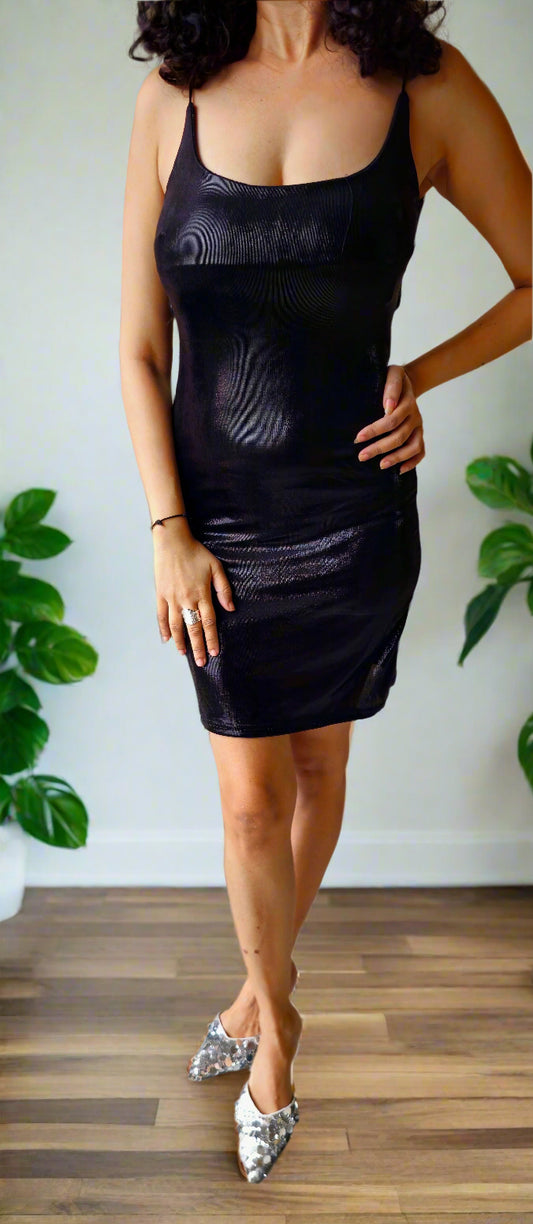 black metallic short dress