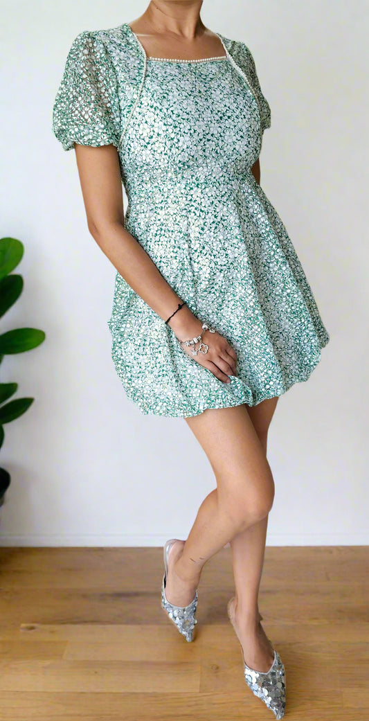 green pearl short dress