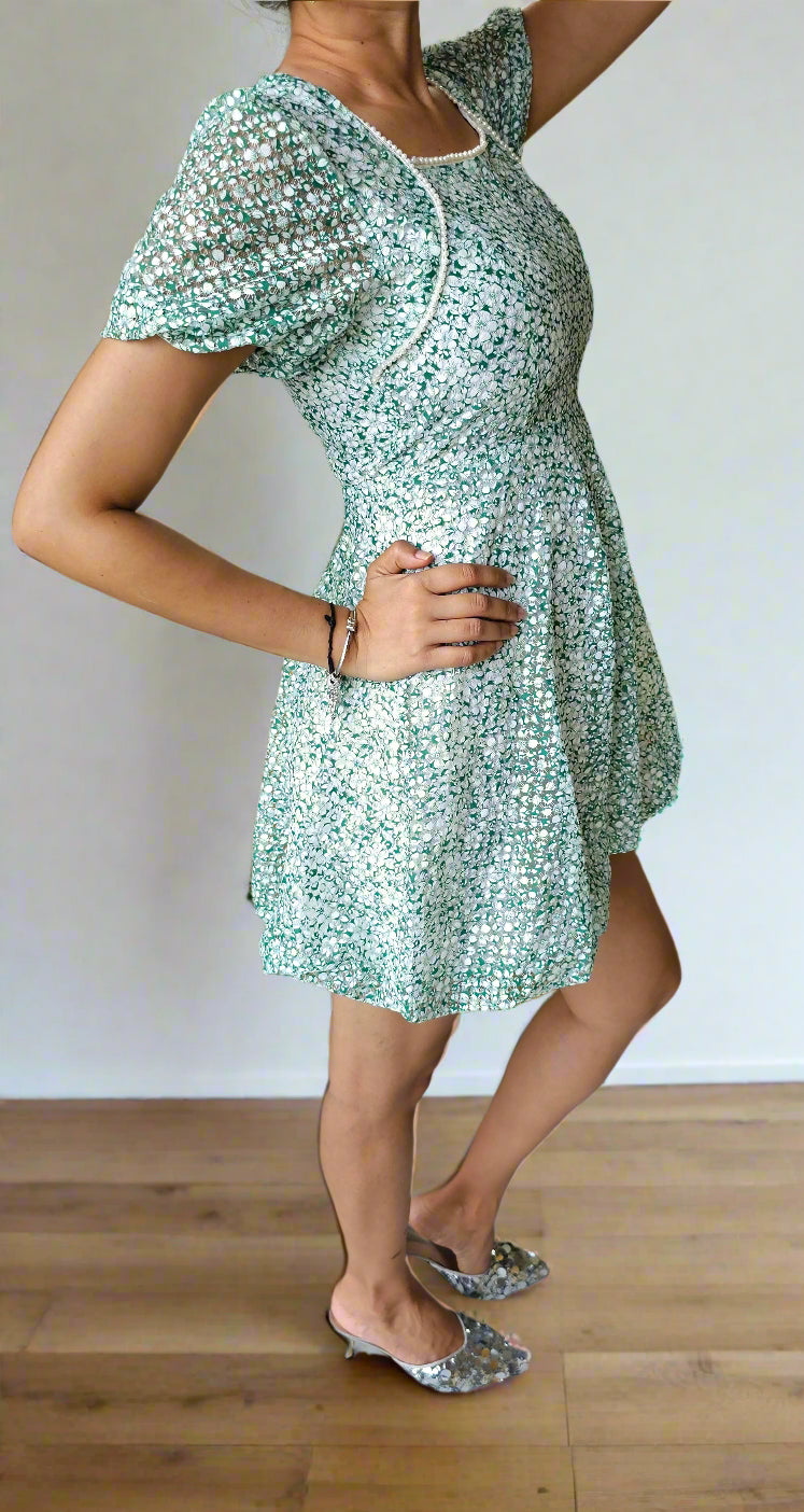green pearl short dress