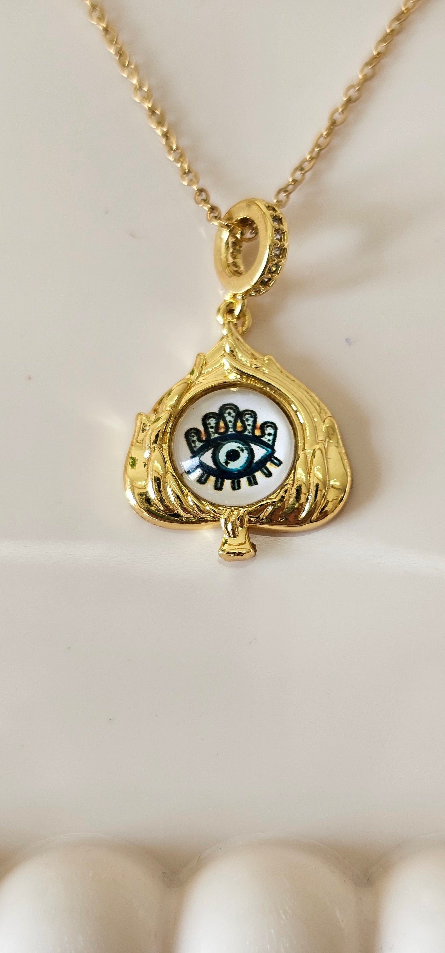 tear drop evil eye necklace