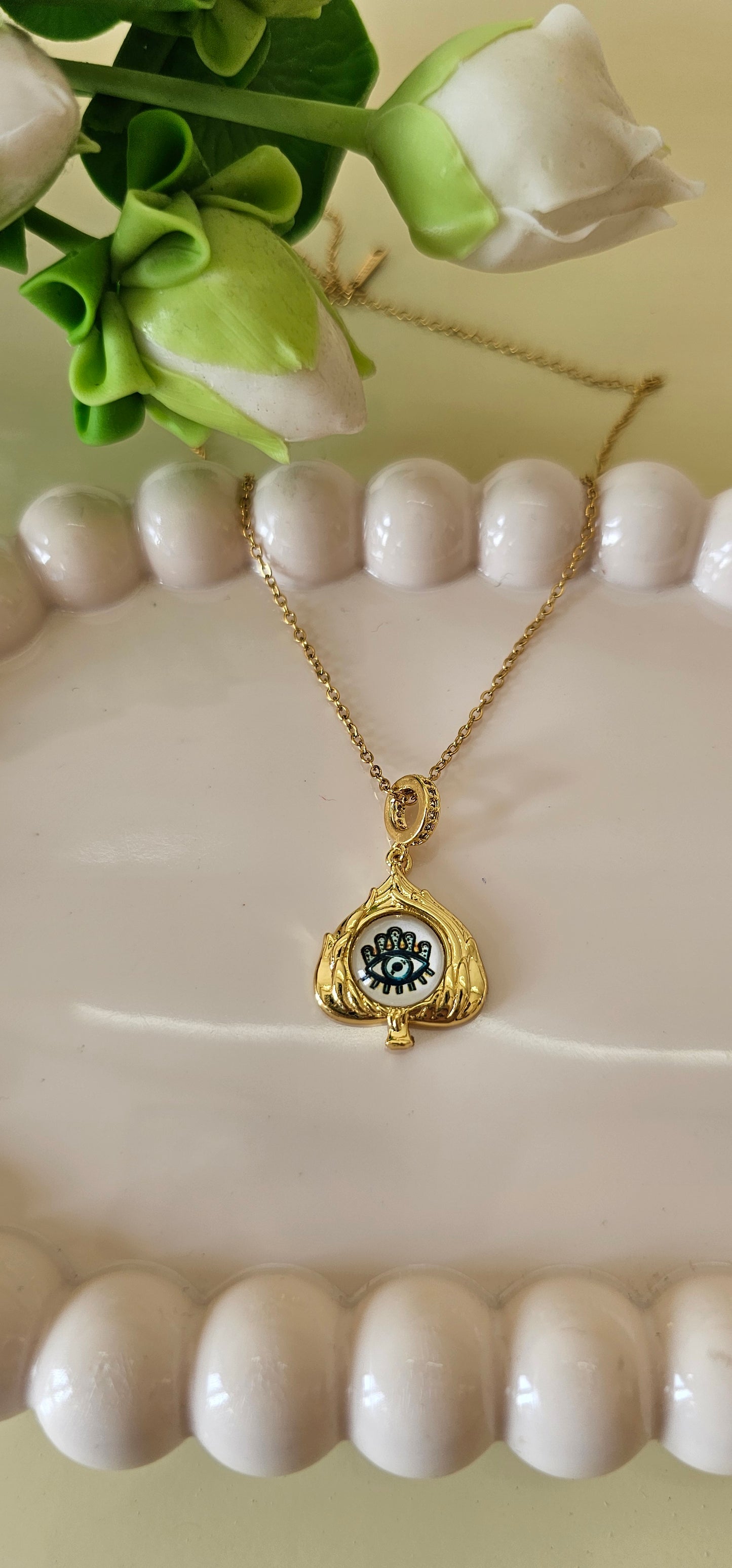 tear drop evil eye necklace
